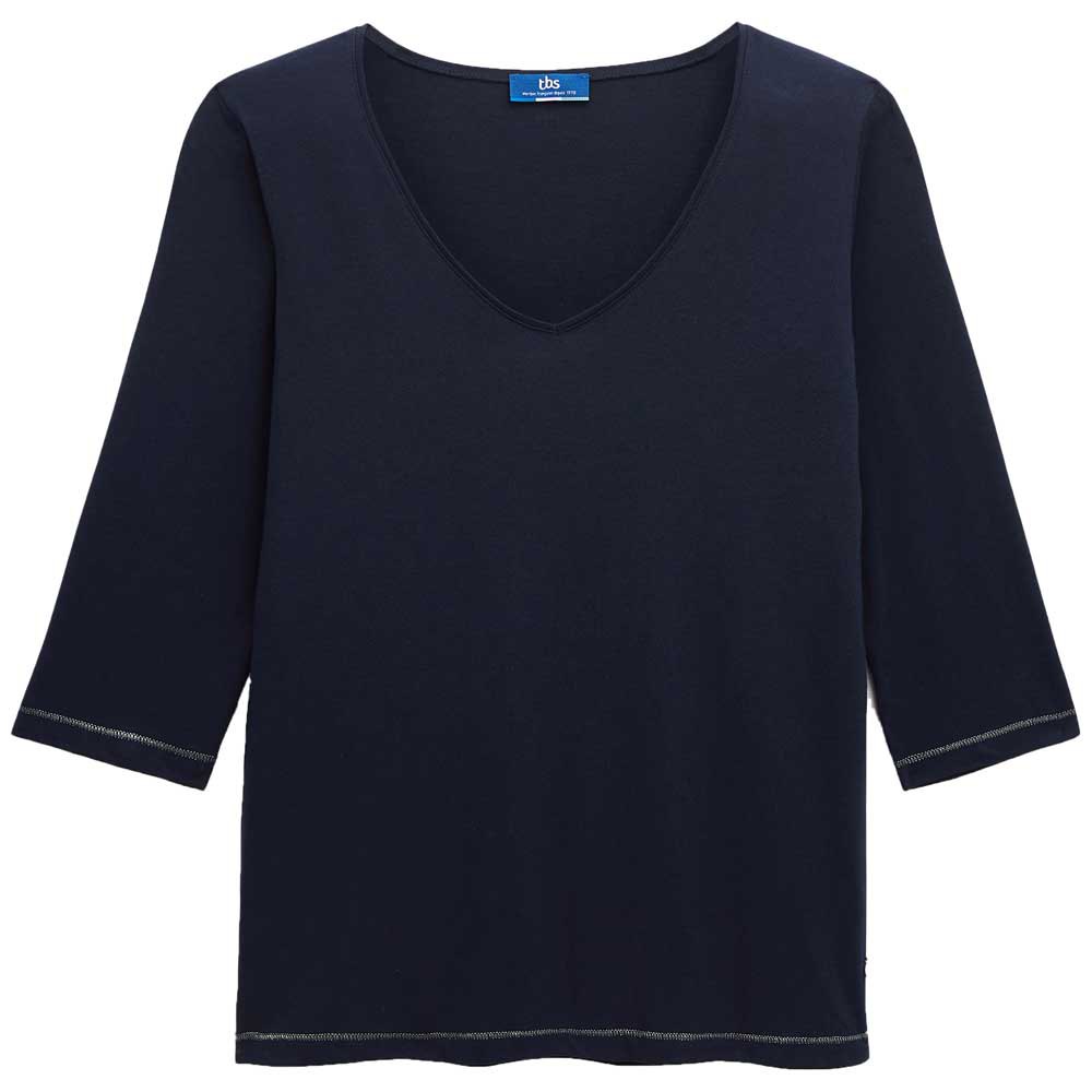 tbs maudetee 3/4 sleeve round neck t-shirt bleu s femme