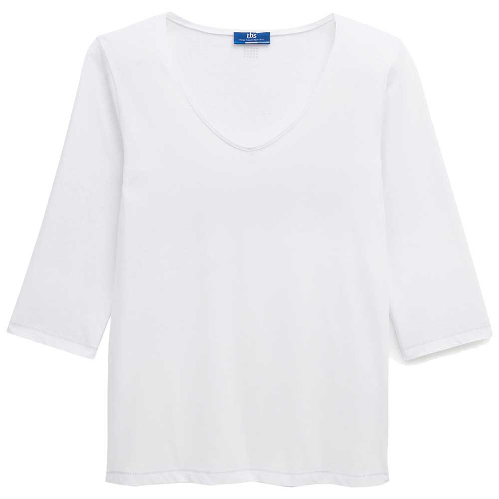 tbs maudetee 3/4 sleeve round neck t-shirt blanc xl femme