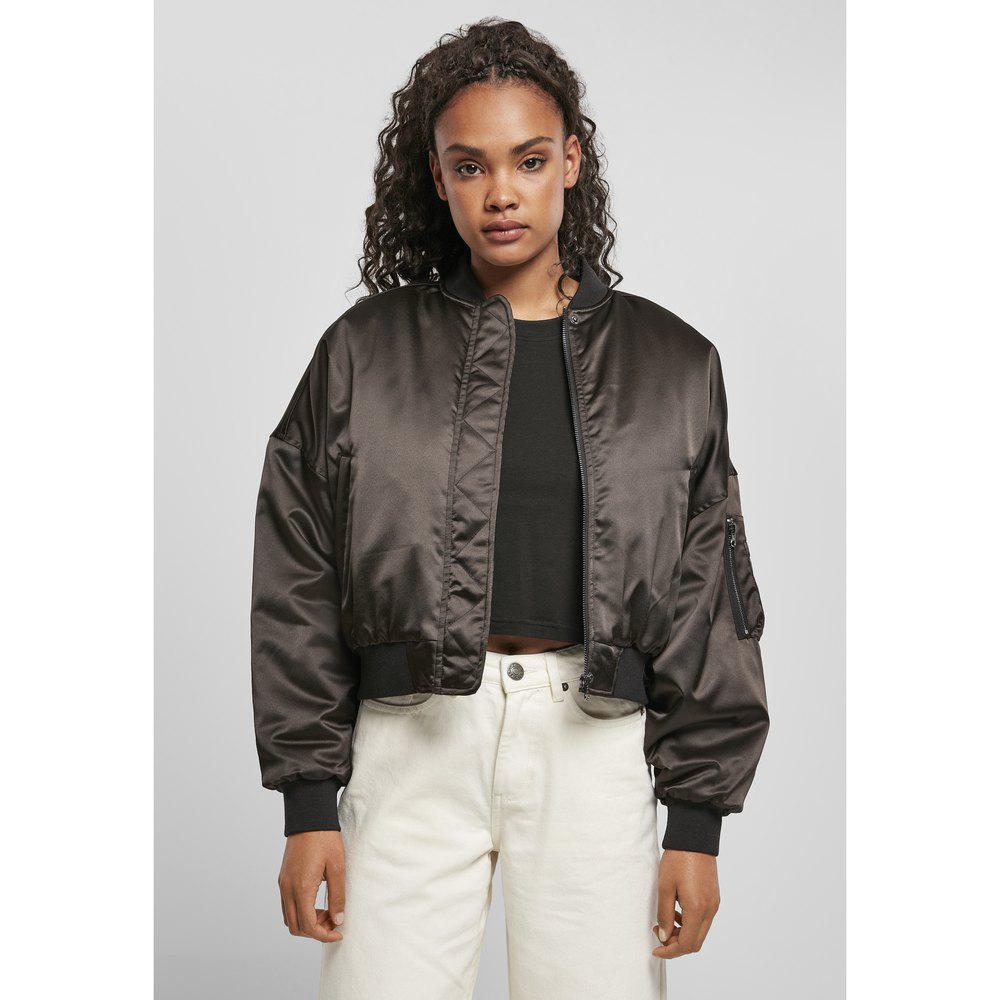urban classics jacket oversized satin noir s femme