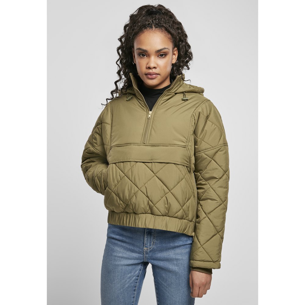 urban classics oversized diamond quilted pull over jacket vert m femme