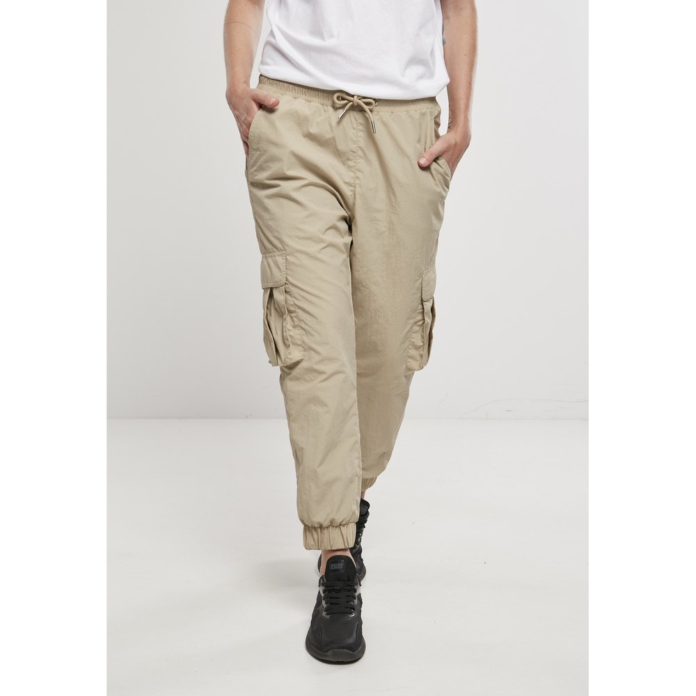 urban classics cargo pants high waist crinkle big beige 2xl femme