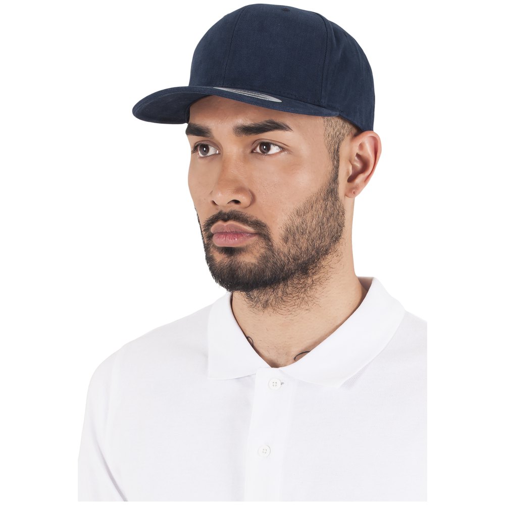 flexfit bruhed cotton twill mid-profile cap bleu  homme
