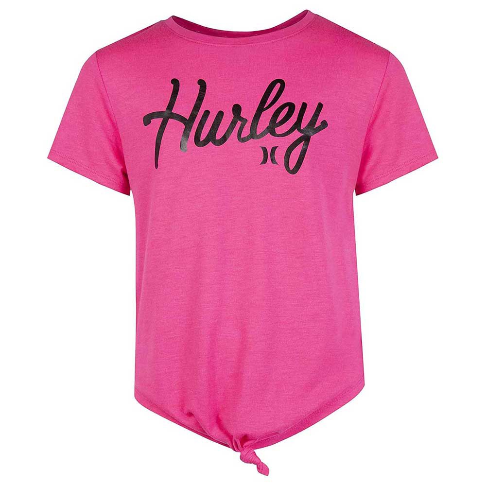 hurley knotted boxt girl short sleeve t-shirt rose 4 years fille