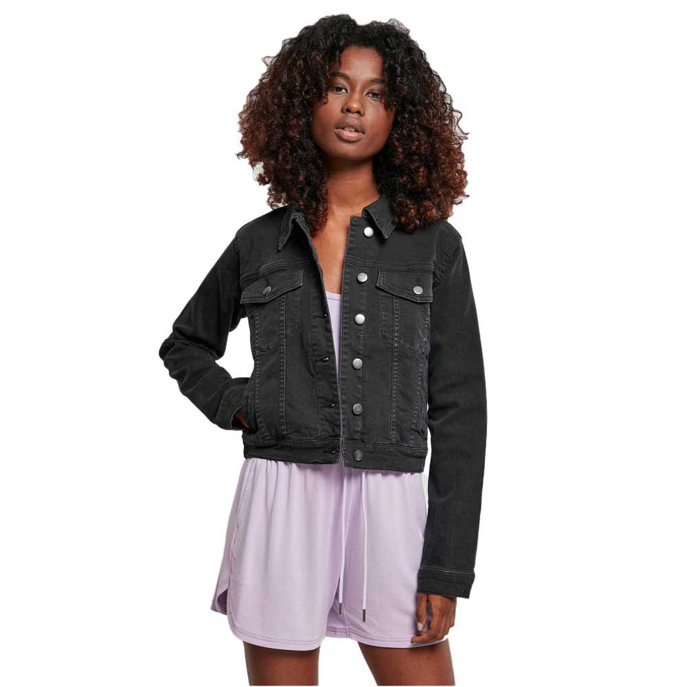 urban classics organic denim jacket noir l femme