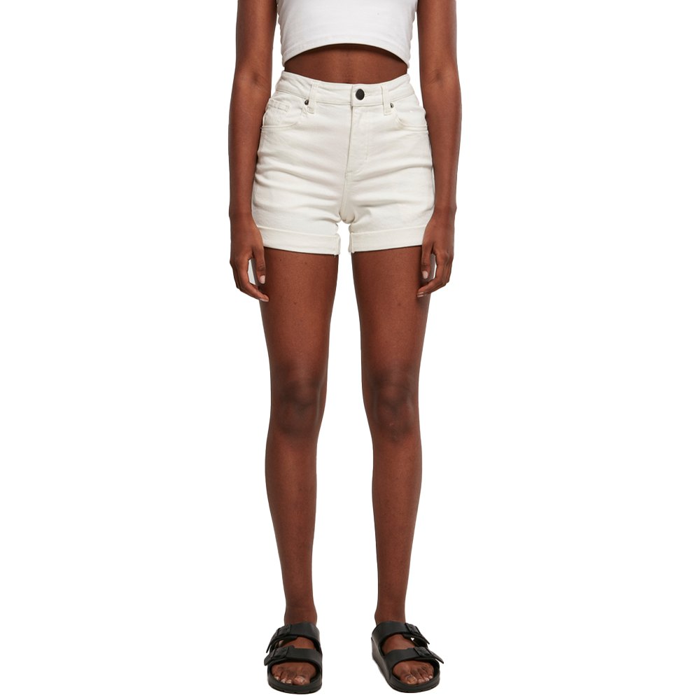 urban classics organic stretch mid waist denim shorts blanc 30 femme