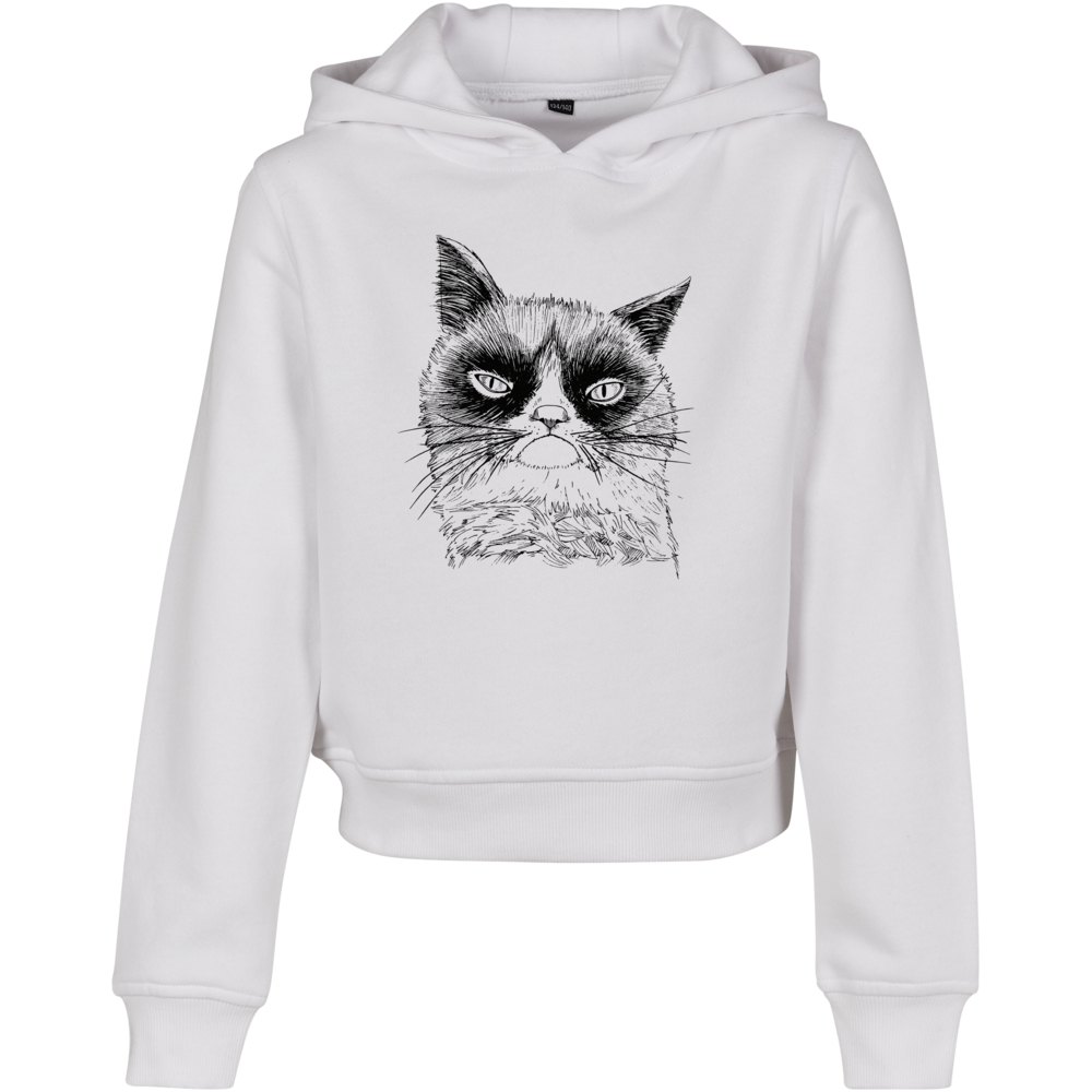 mister tee unhappy cat hoodie blanc 158-164 cm garçon