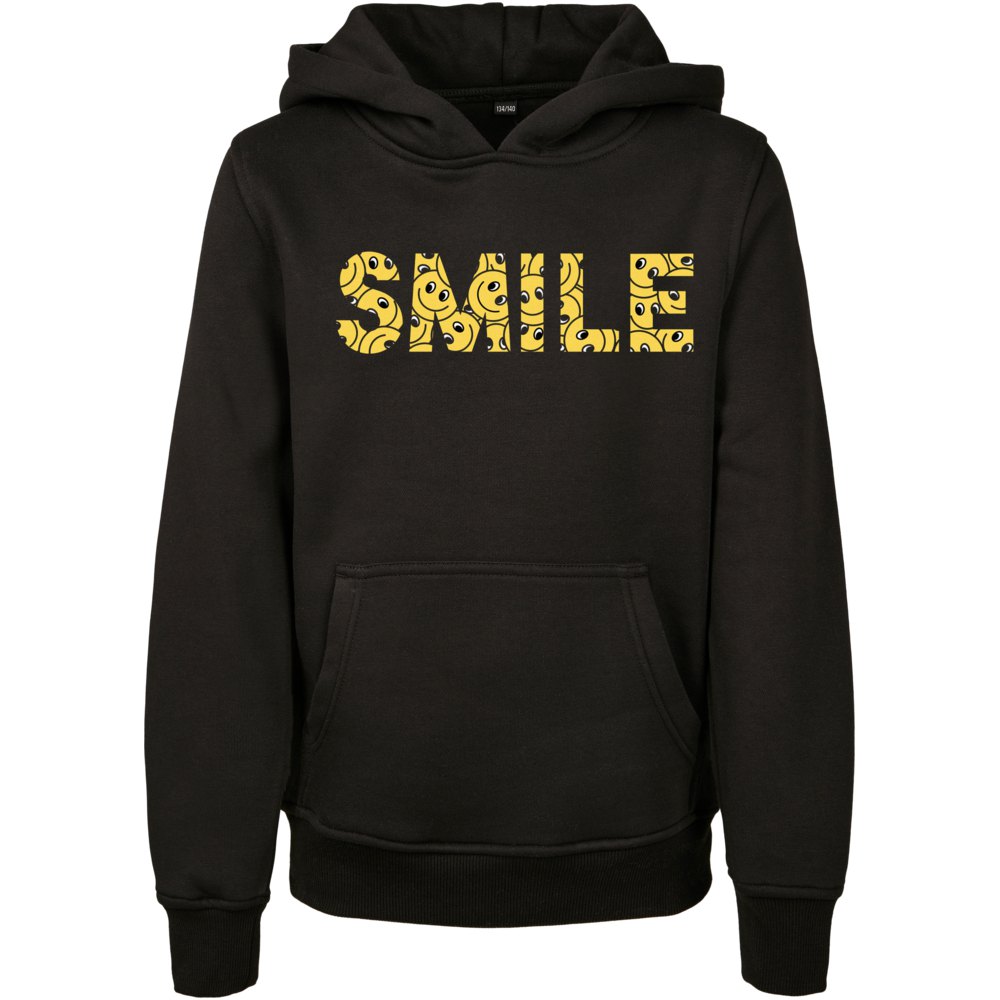 mister tee yellow smile hoodie noir 110-116 cm garçon