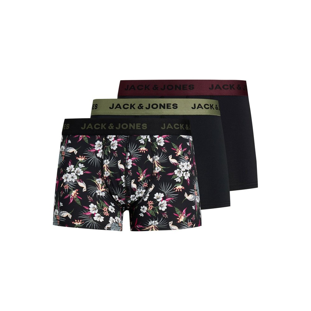 jack & jones set of 3 boxers flower microfiber noir s homme