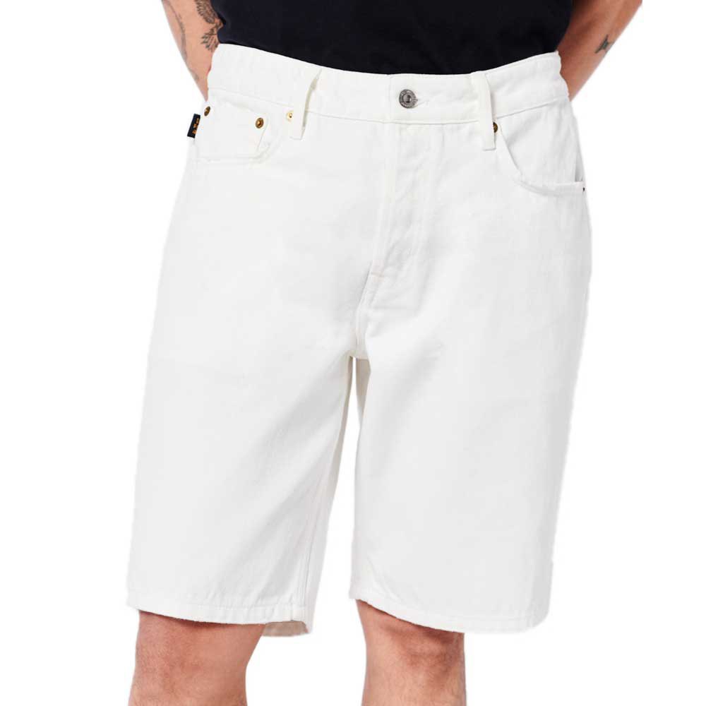 superdry vintage straight denim shorts blanc 28 homme