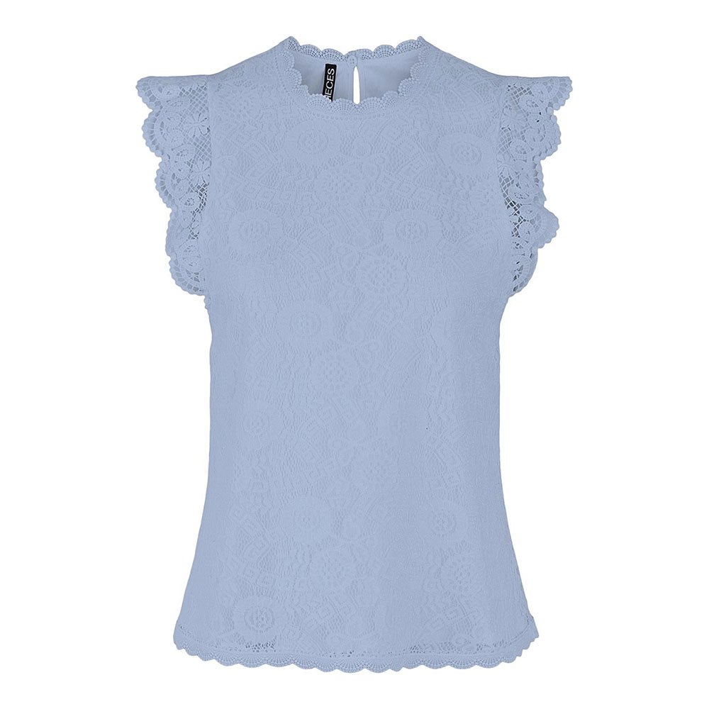 pieces olline lace sleeveless blouse bleu 2xl femme