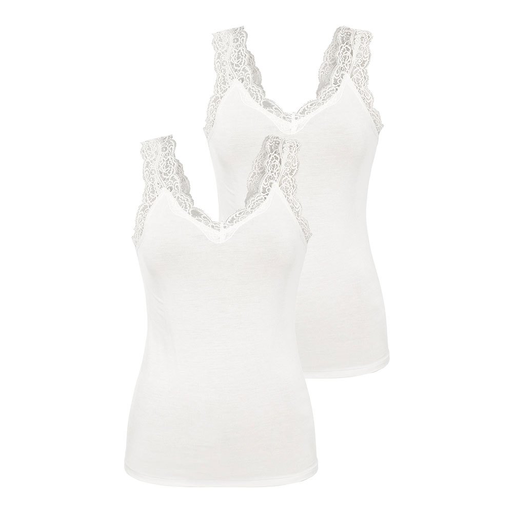 pieces barbera lace sleeveless v neck t-shirt 2 units blanc xl femme