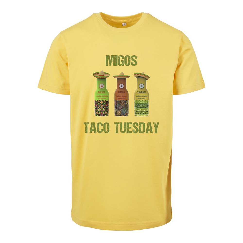 mister tee migos tuesday taco short sleeve t-shirt jaune 2xl homme