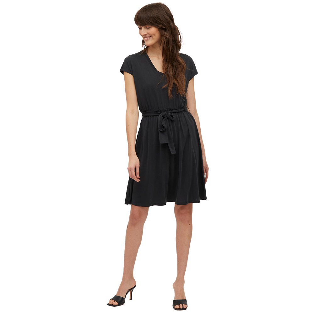 vila modala belt sleeveless short dress noir 2xl femme