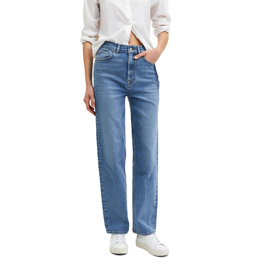 selected marie straight u high waist jeans bleu 32 / 32 femme