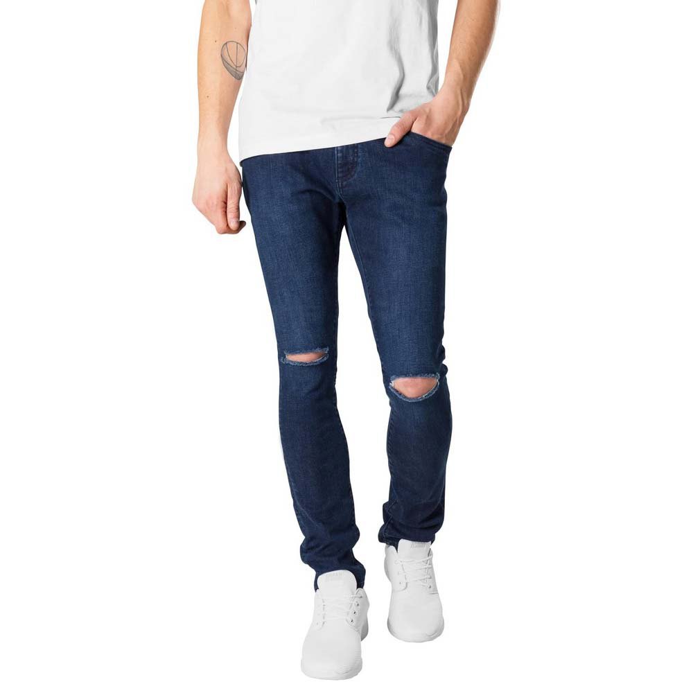 urban classics slim fit knee cut mid waist jeans bleu 32 homme