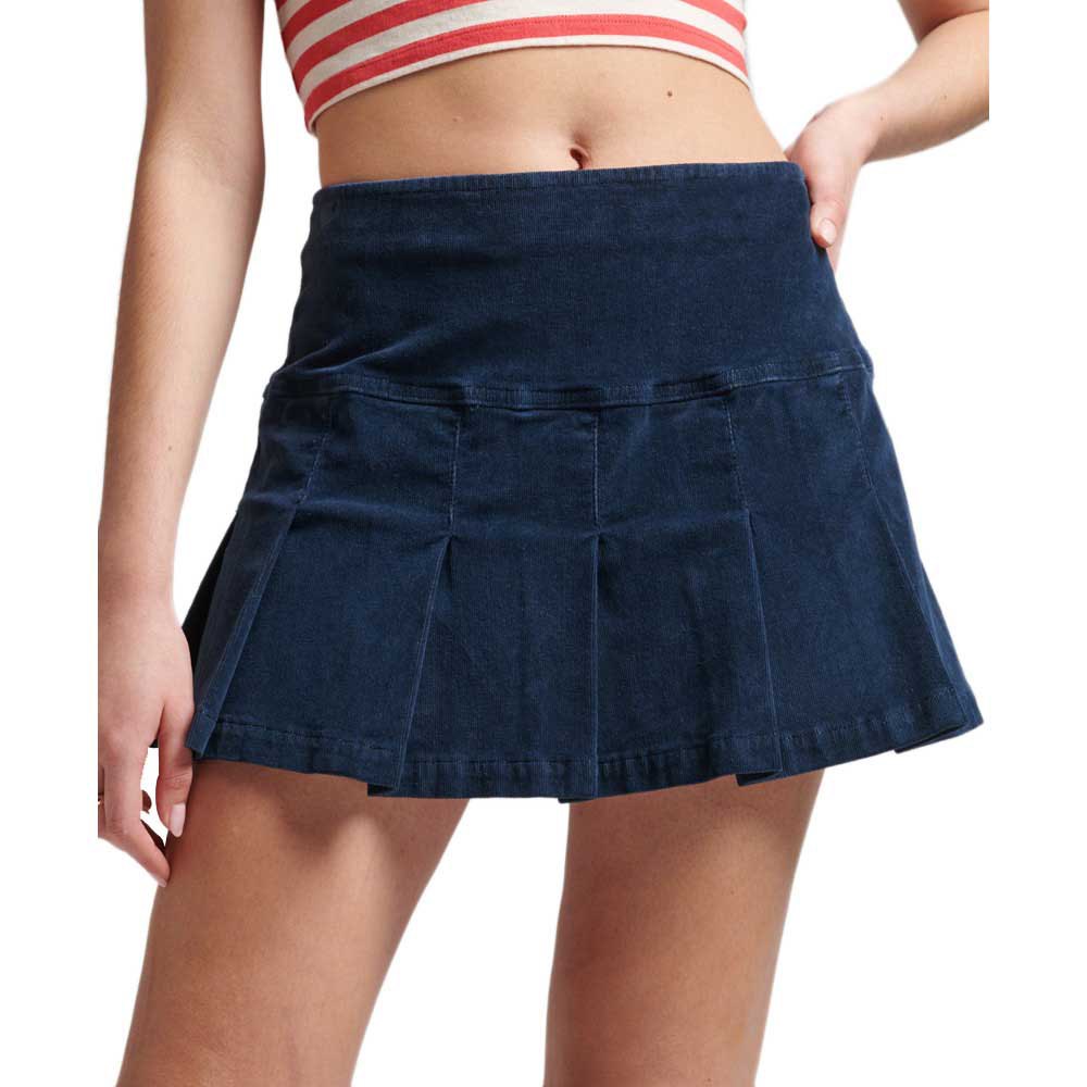 superdry vintage cord pleat mini skirt bleu 6 femme