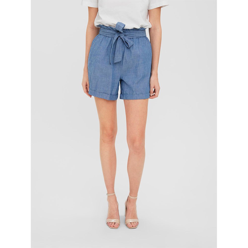 vero moda paulina paperbag high waist shorts bleu xs femme