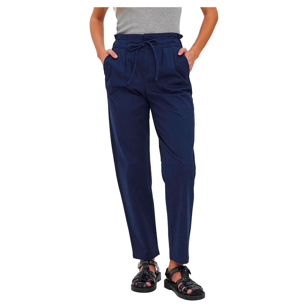 vero moda vany loose string ankle high waist pants bleu m / 34 femme