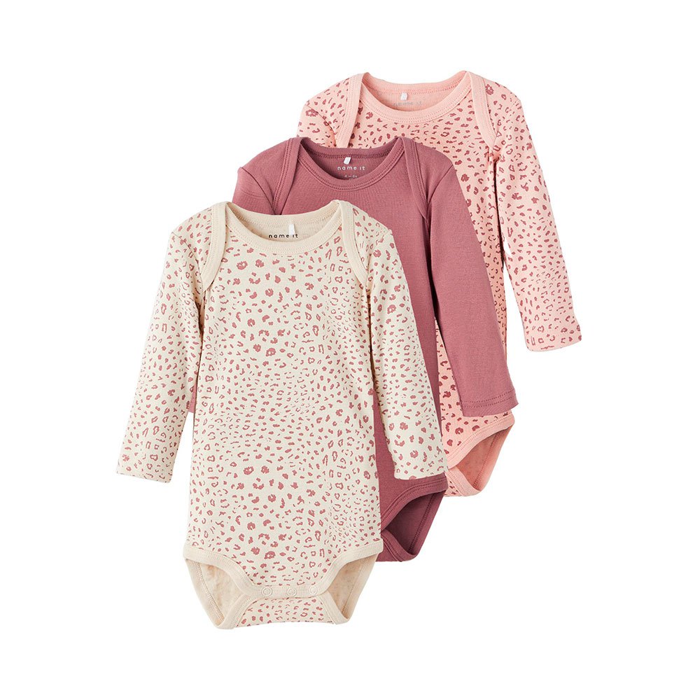 name it rose taupe leo long sleeve body 3 units multicolore 3 years fille
