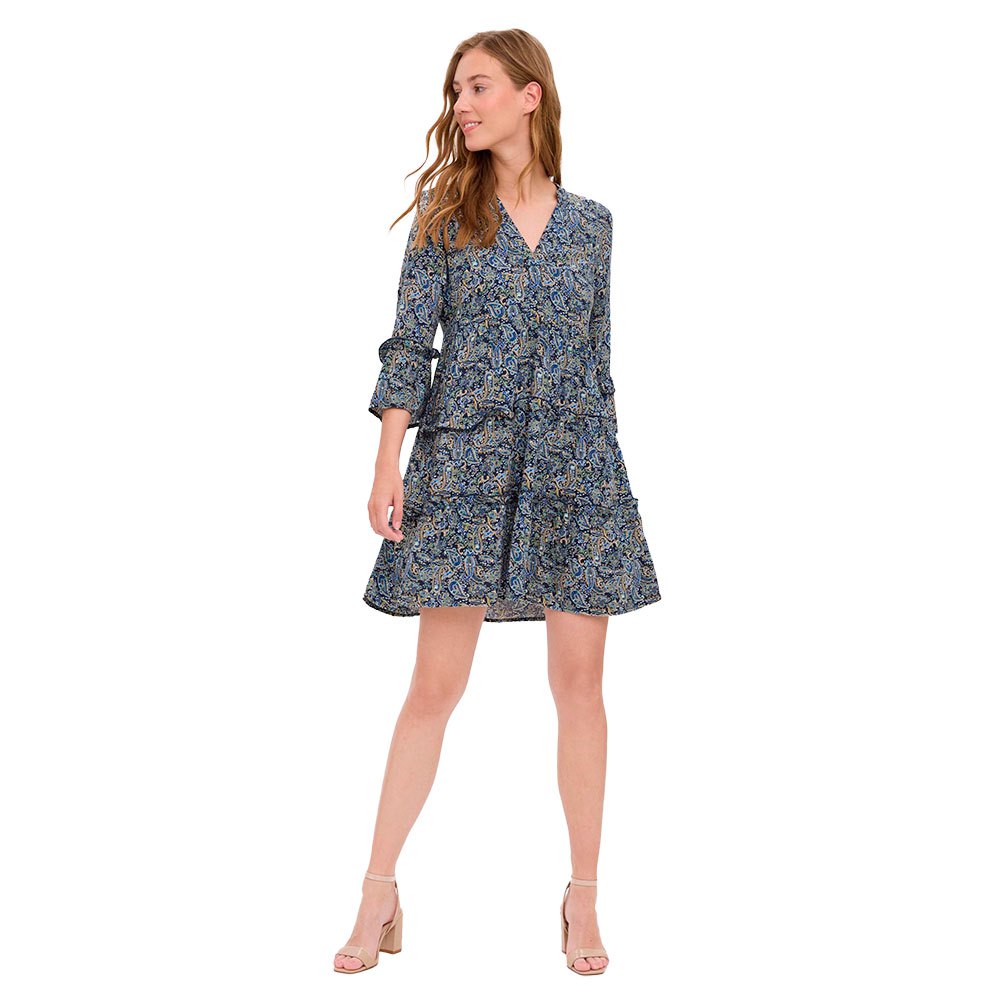 vero moda easy 3/4 sleeve short dress bleu xs femme