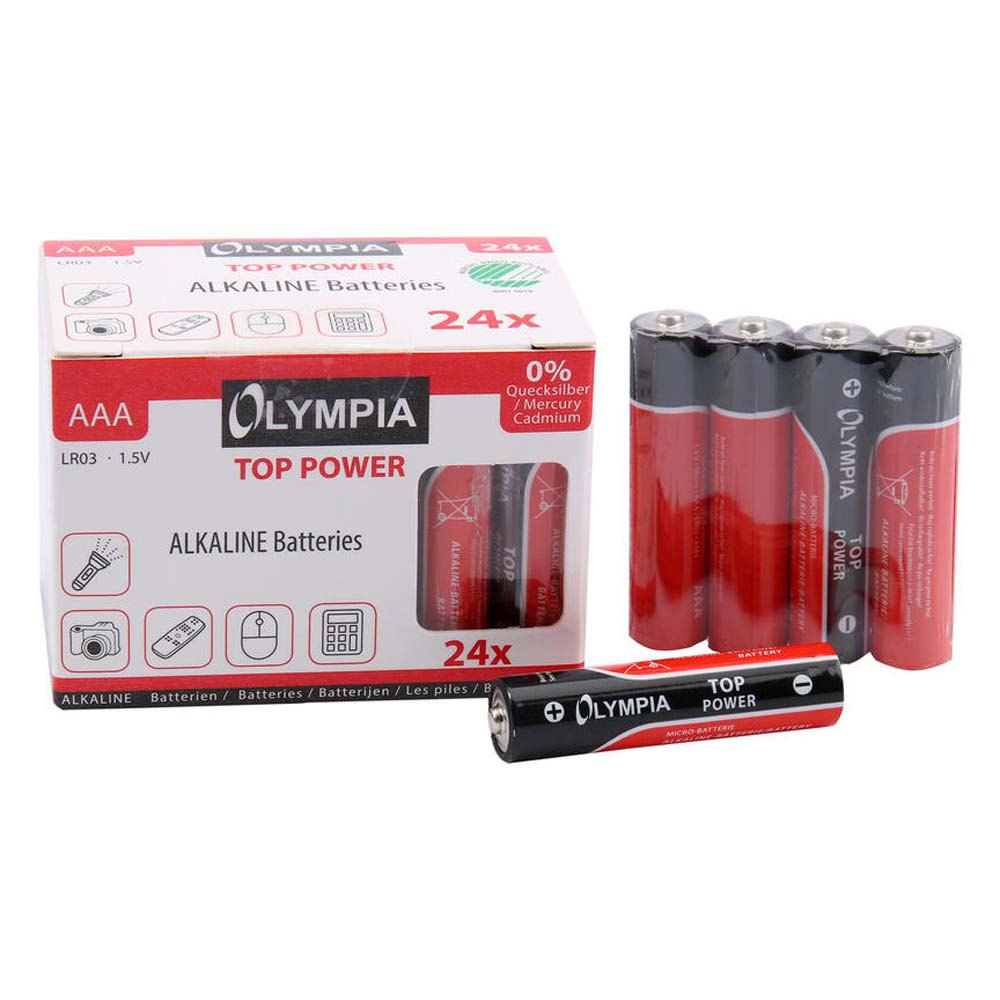 olympia top power aaa alkaline batteries 24 units rouge
