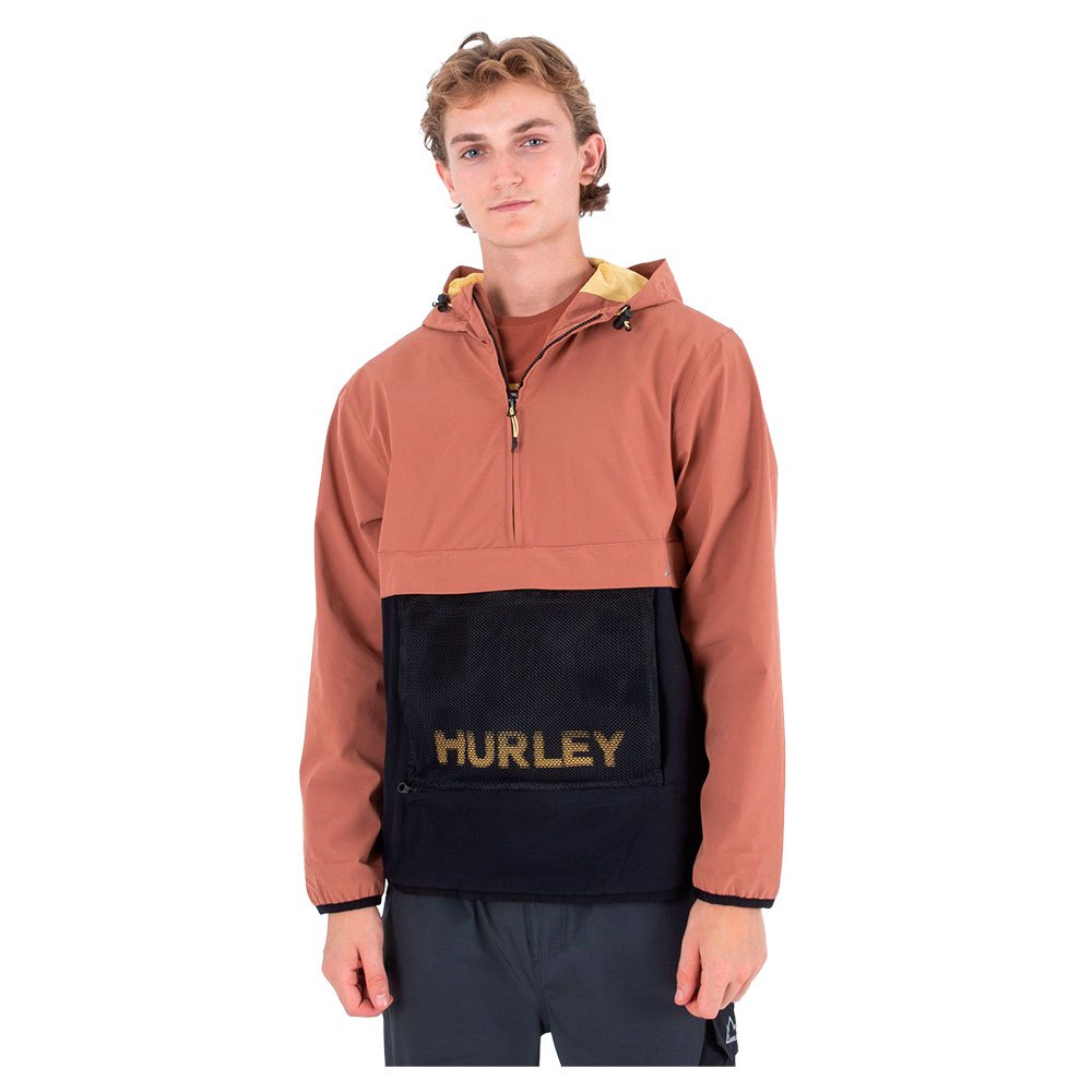hurley phantom+ packable anorak jacket orange l homme