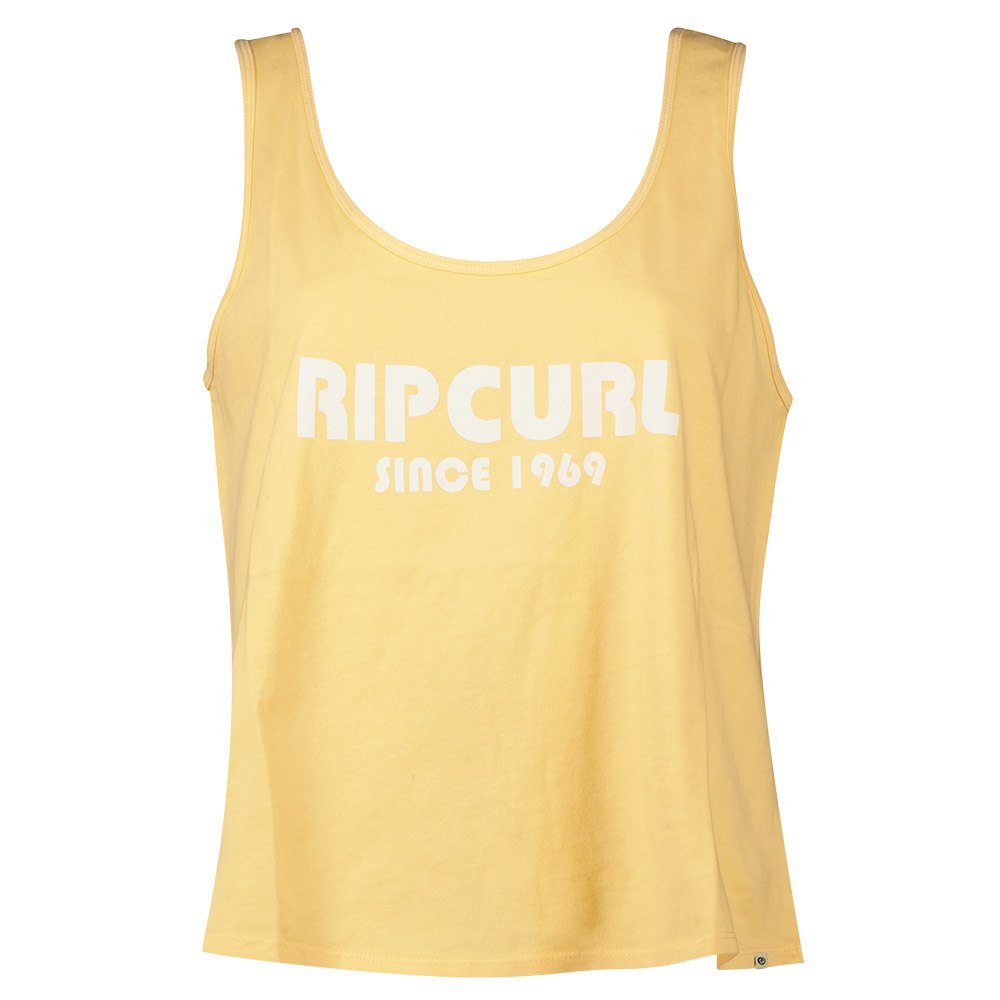 rip curl icons of surf pump font sleeveless t-shirt jaune xs femme
