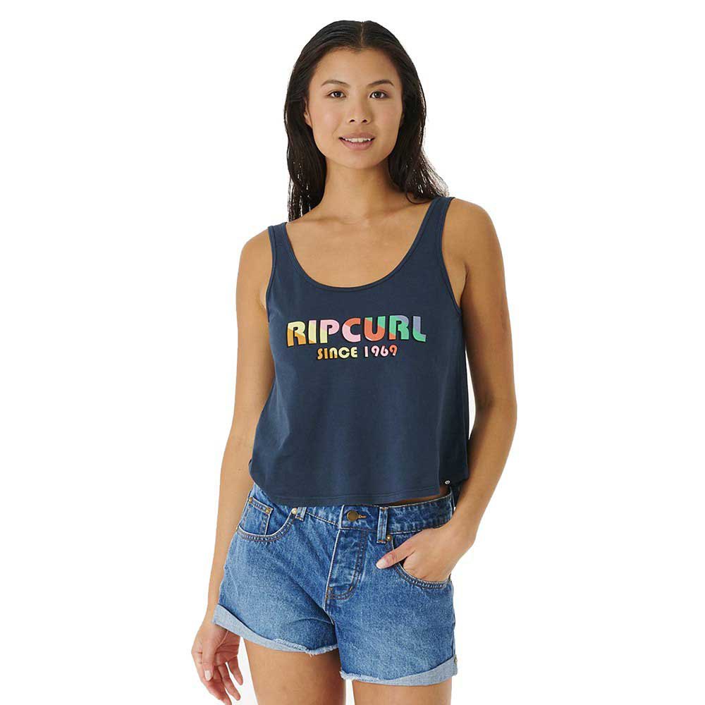 rip curl icons of surf pump font sleeveless t-shirt bleu 2xs femme