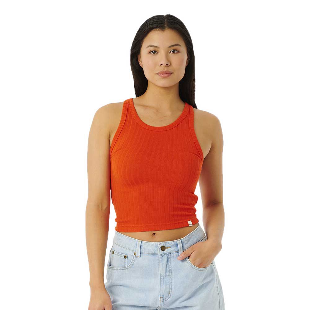 rip curl premium rib sleeveless t-shirt orange 2xs femme