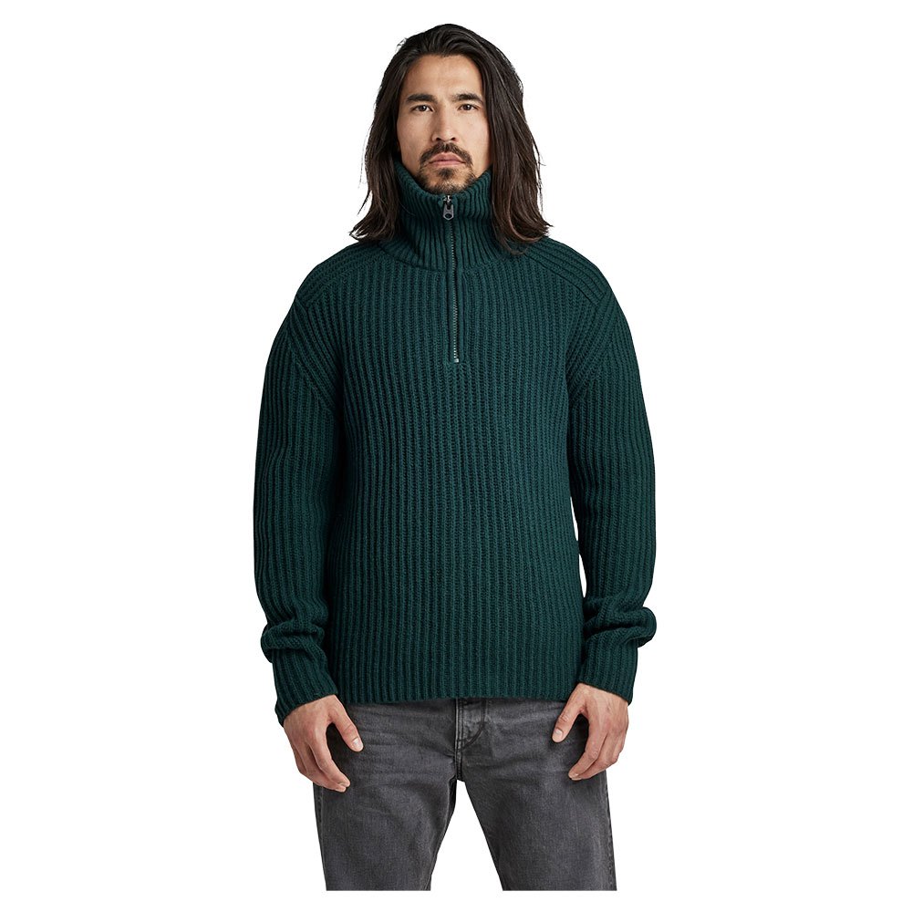 g-star chunky skipper half zip sweater vert s homme