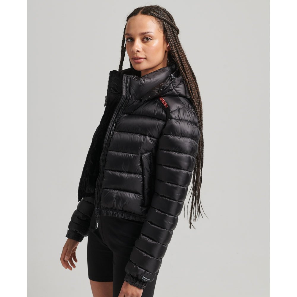 superdry code lwt crop sport padded jacket noir l femme