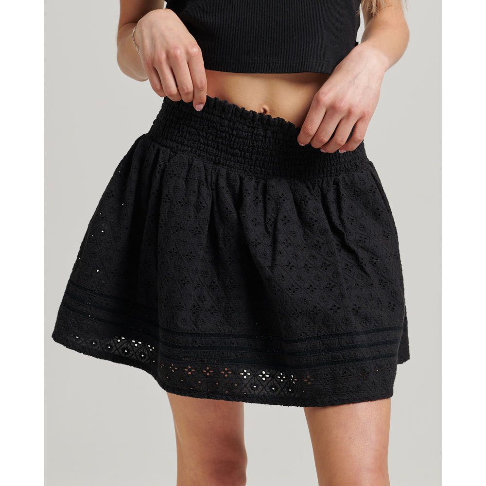 superdry vintage lace mini skirt noir xl femme
