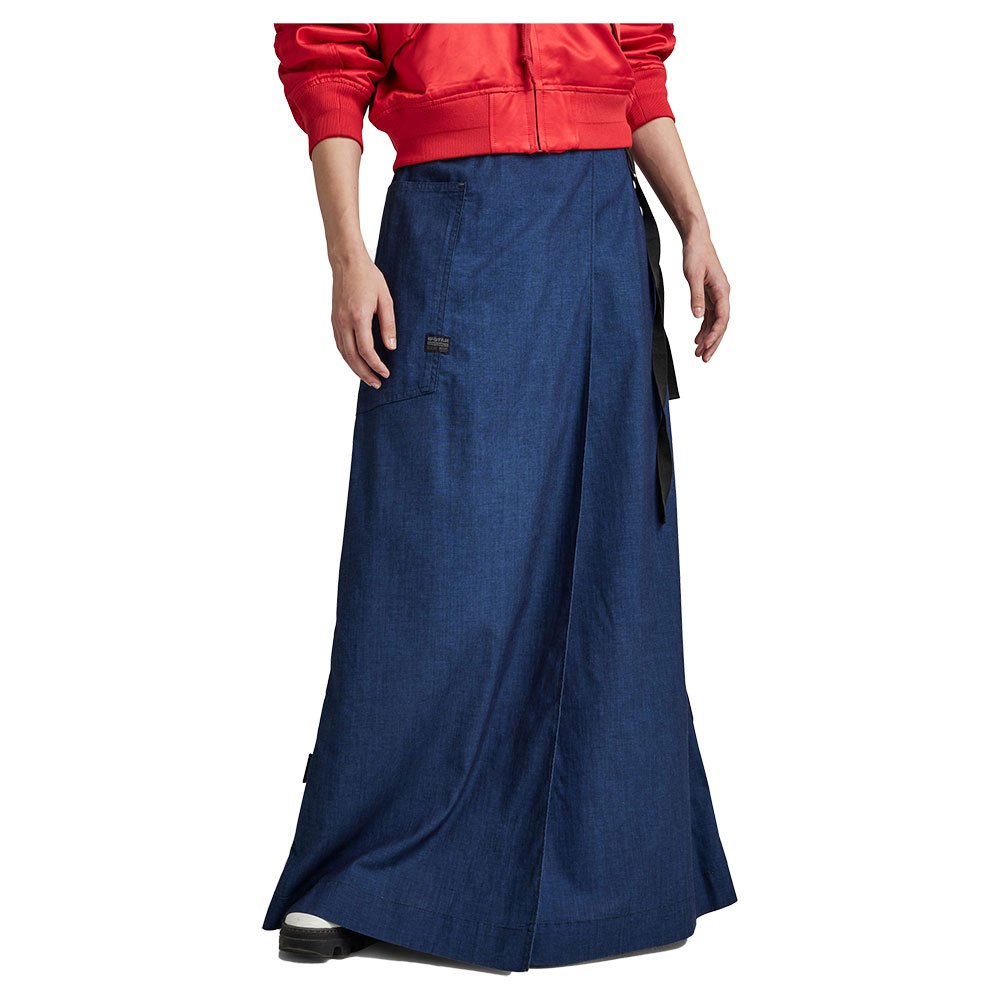 g-star a-line wrap long skirt bleu 26 femme