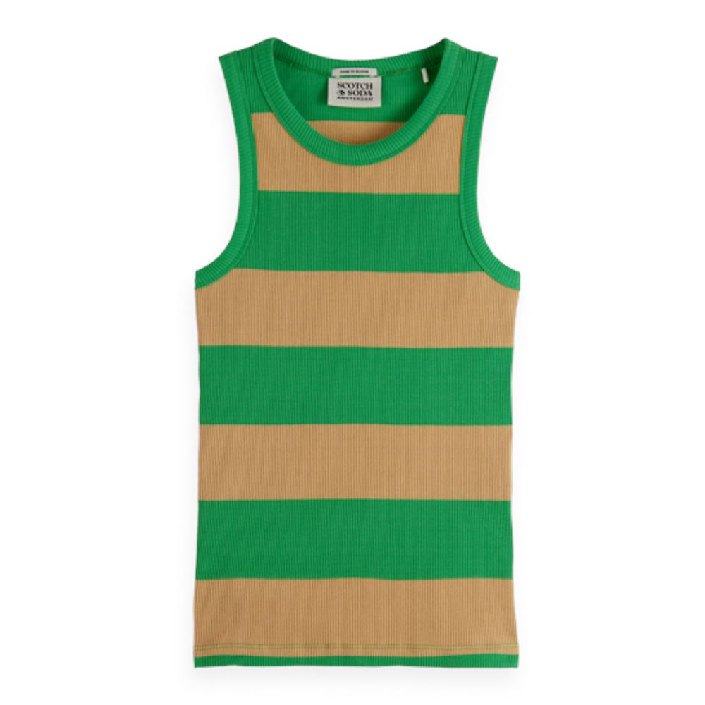 scotch & soda conversion striped racer sleeveless t-shirt vert xs femme