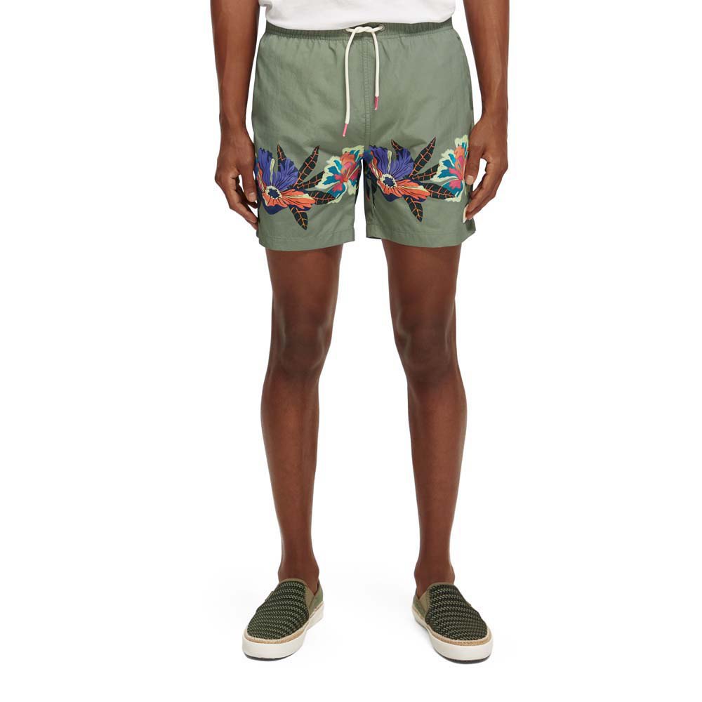 scotch & soda mid length placement printed swimming shorts vert l homme