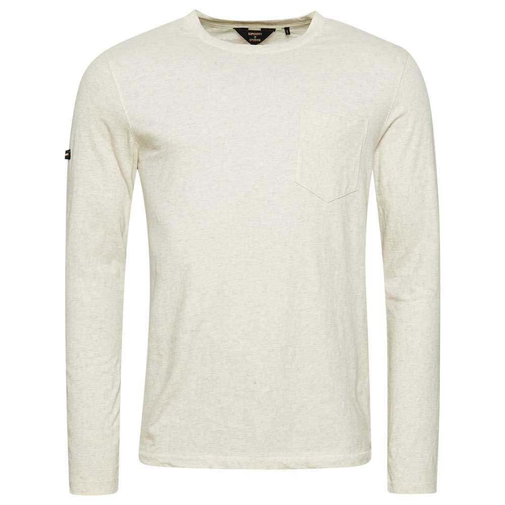 superdry studios top long sleeve t-shirt beige s homme