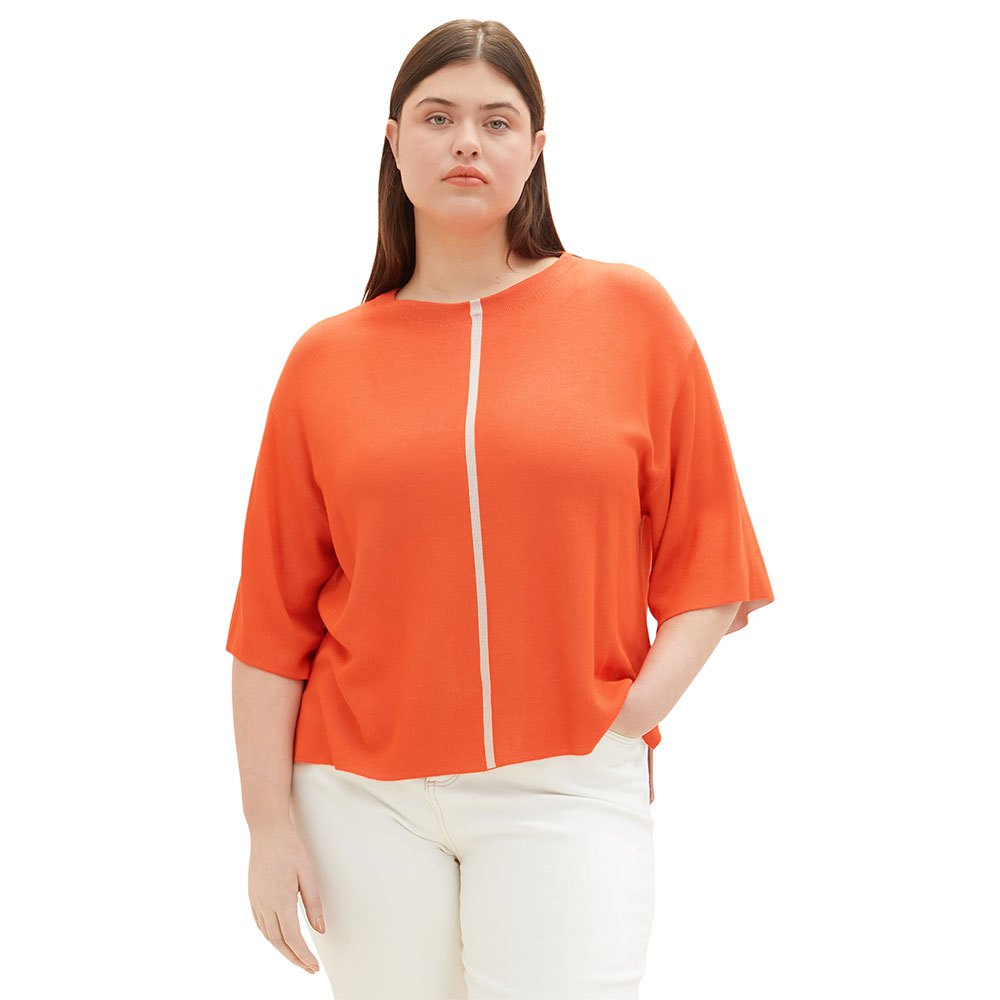 tom tailor knit pullover doubleface 1035957 sweater orange 48 femme