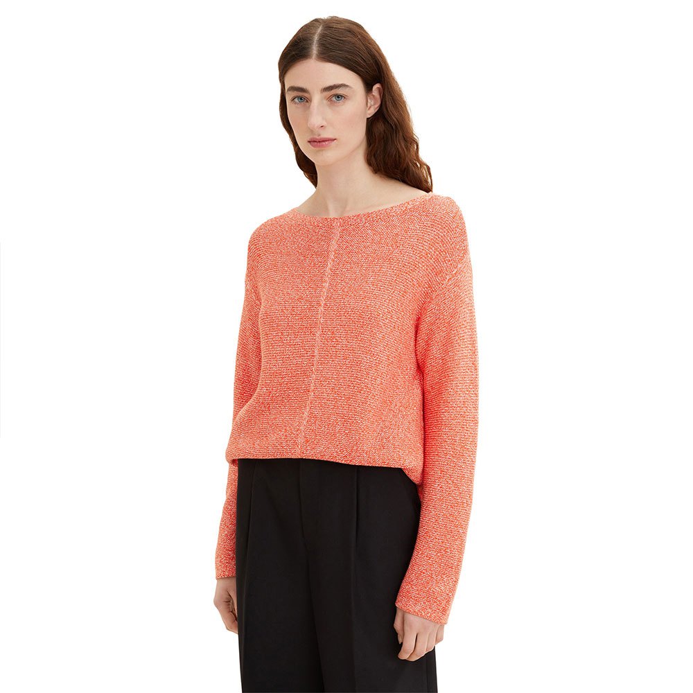 tom tailor knit pullover mouline sweater orange l femme