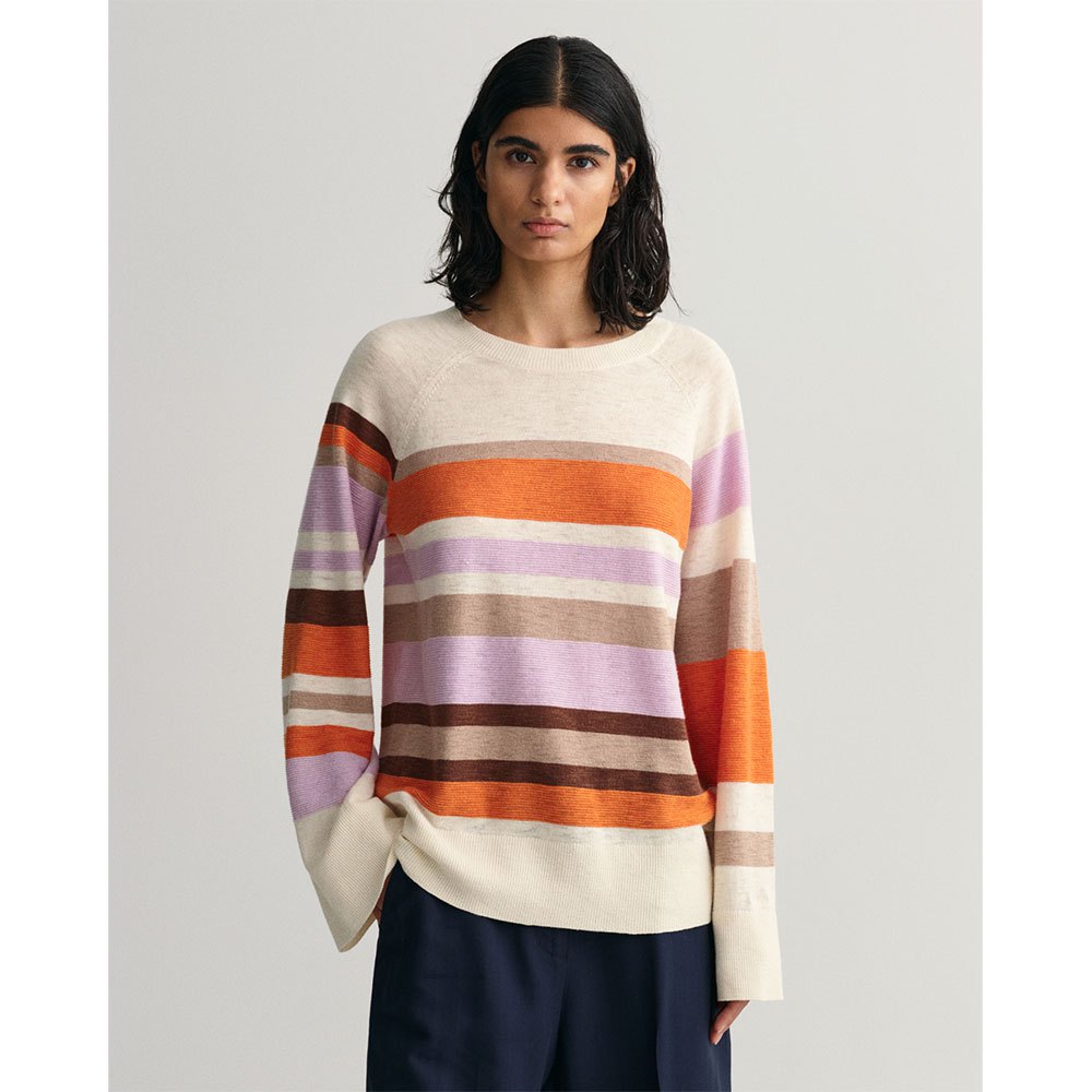 gant multi stripe crew neck sweater multicolore s femme