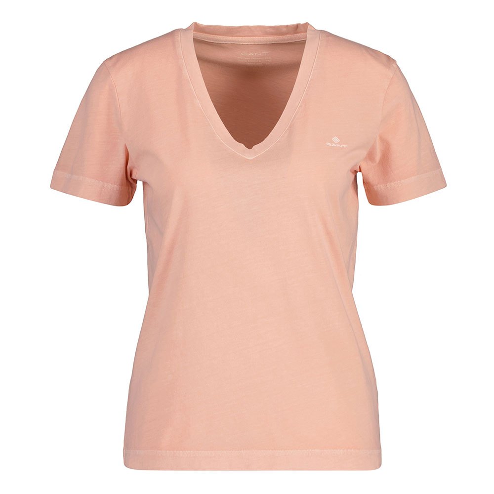 gant sunfaded short sleeve v neck t-shirt orange l femme