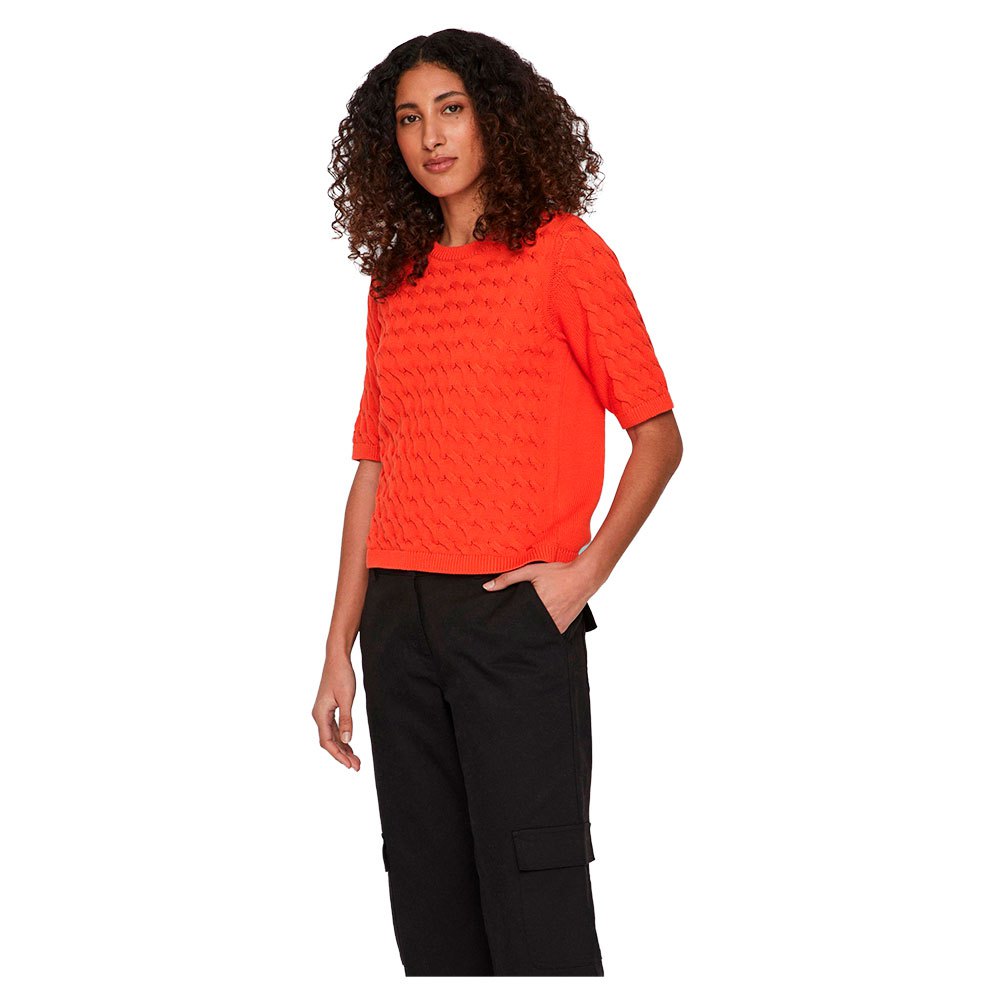 vila chao short sleeve o neck t-shirt orange xl femme
