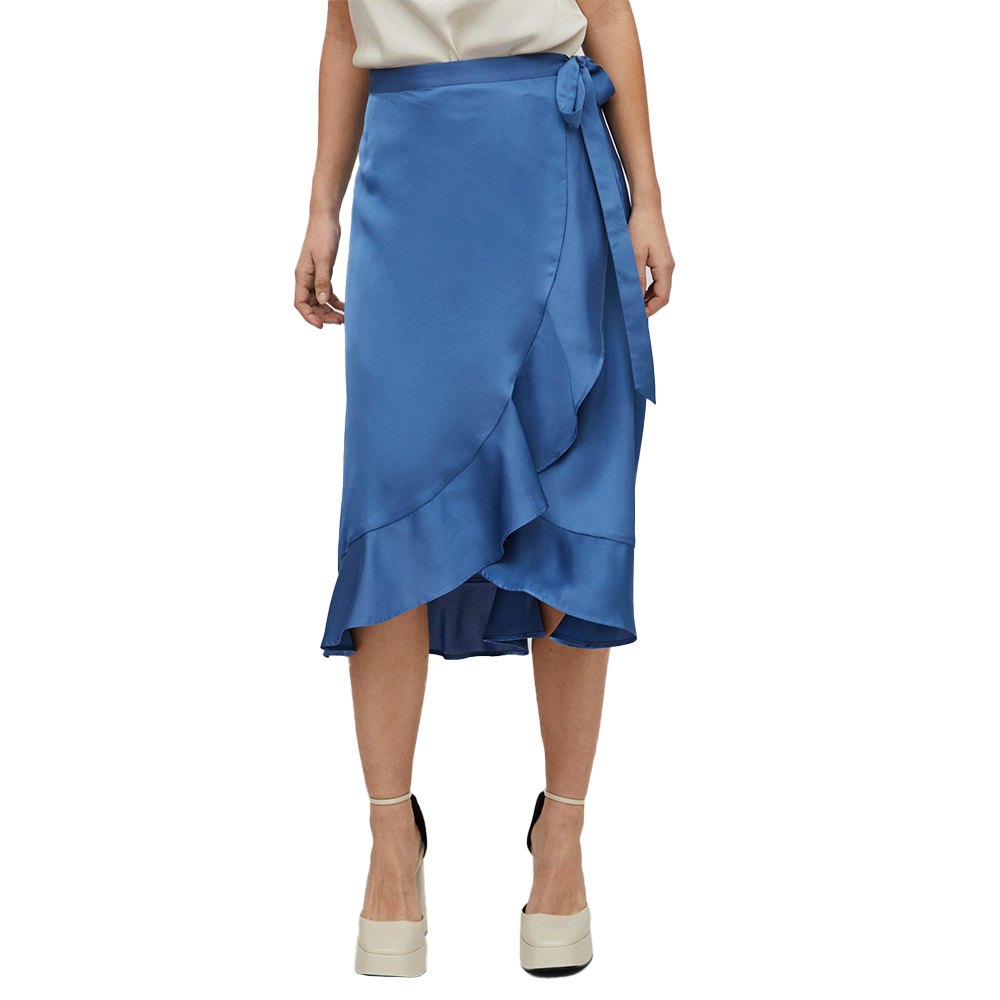 vila ellette wrap high waist midi skirt bleu 42 femme