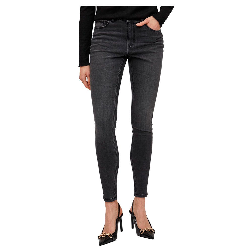 vila sarah lia01 skinny fit regular waist jeans gris l / 32 femme