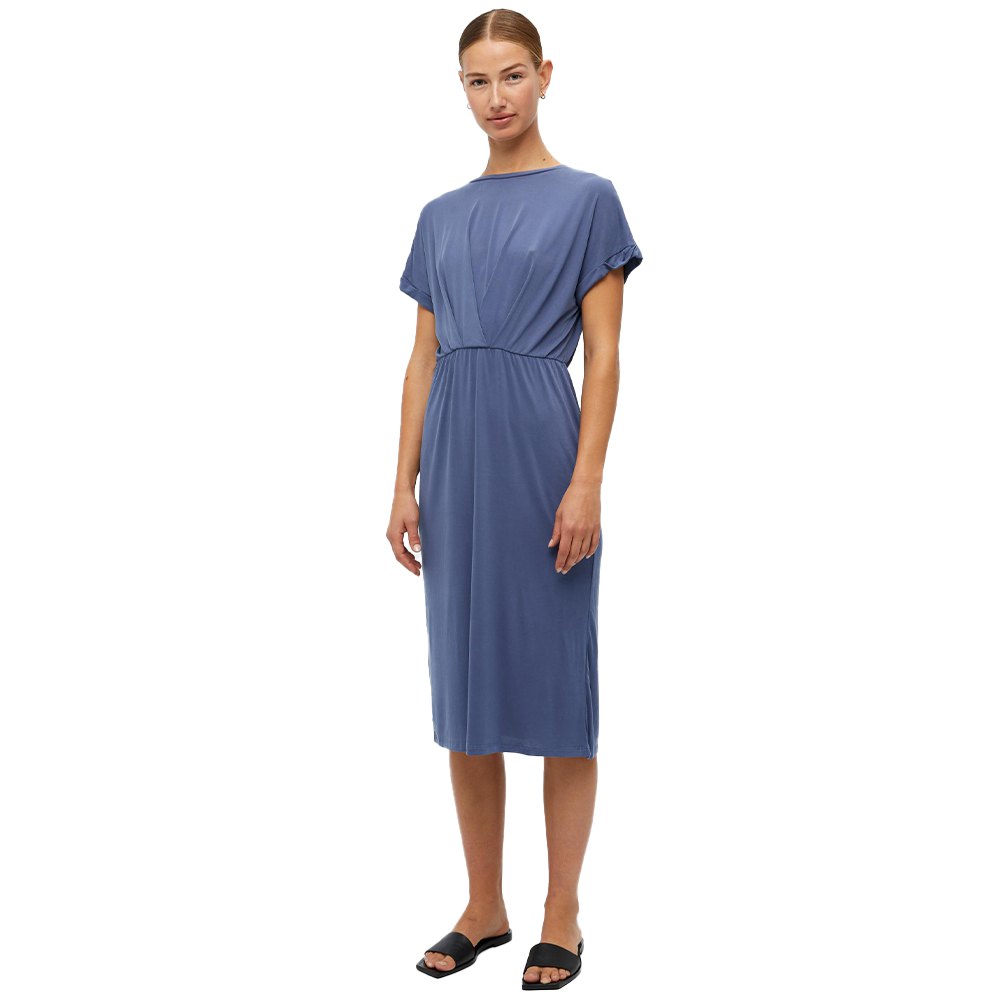 object annie new short sleeve midi dress bleu xs femme
