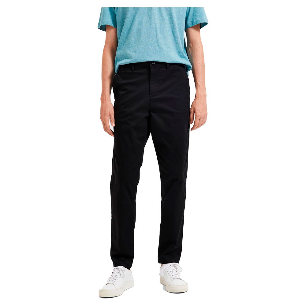 selected new miles slim tapered fit chino pants noir 34 / 34 homme