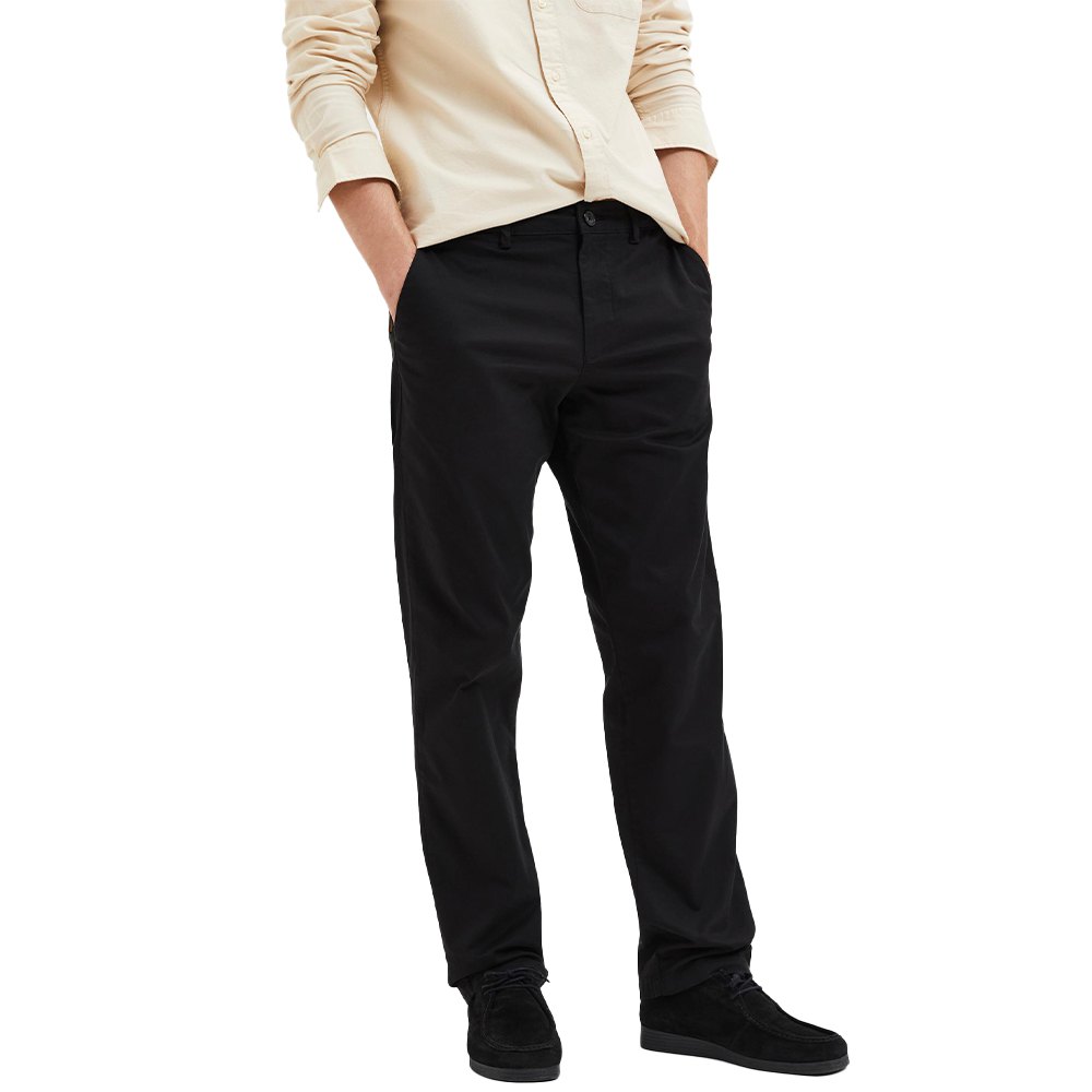 selected new miles straight fit chino pants noir 34 / 34 homme