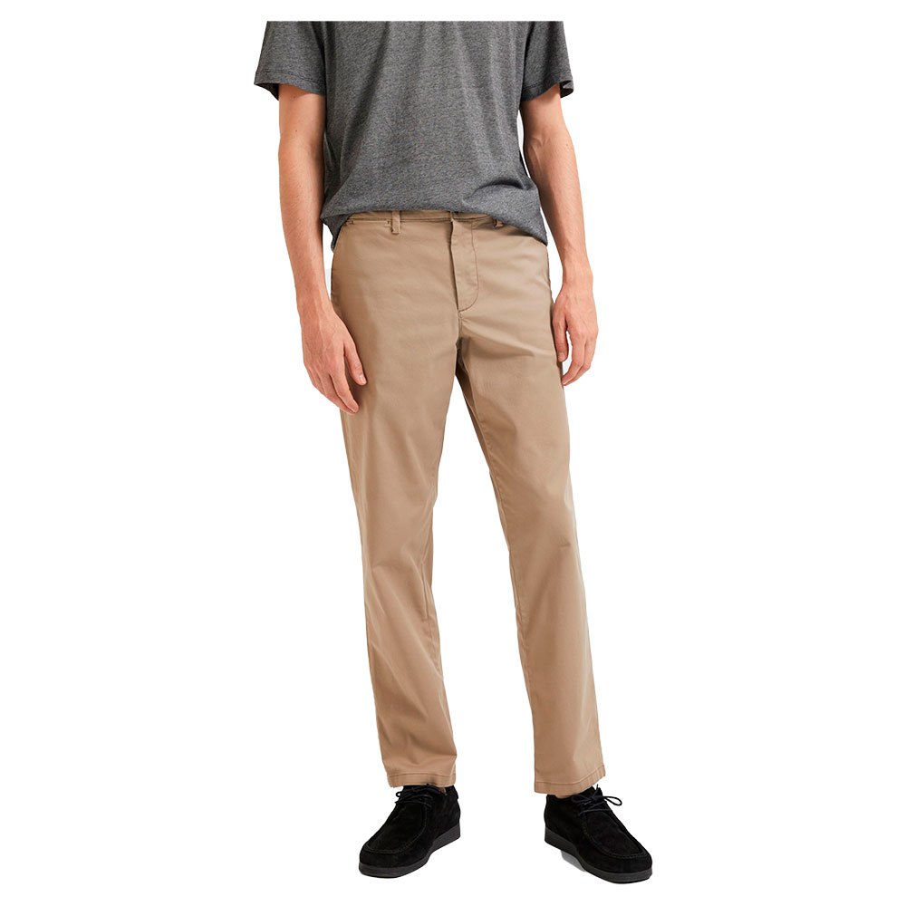 selected new miles straight fit chino pants beige 34 / 34 homme