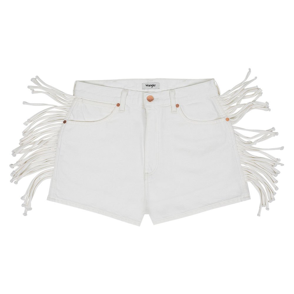 wrangler fringed festival denim shorts blanc 27 femme