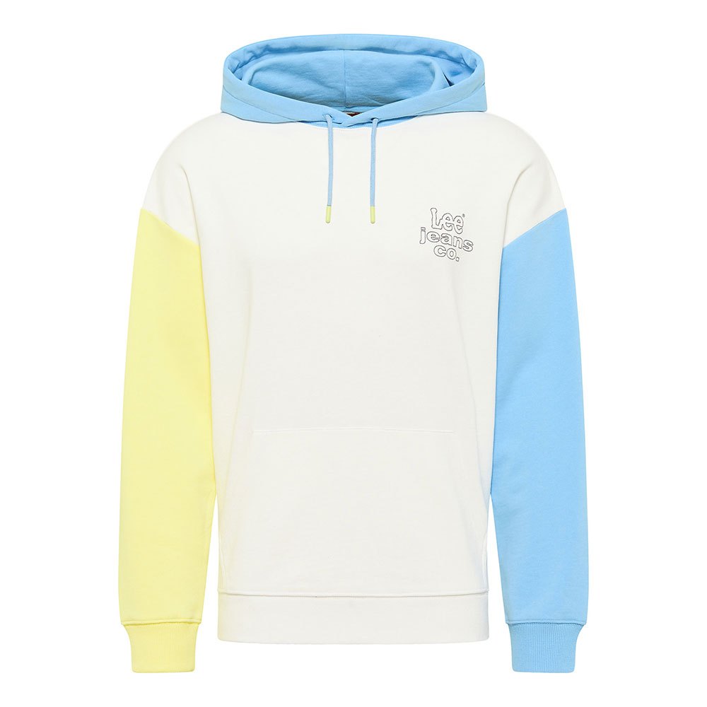 lee loose color block hoodie beige,bleu s homme