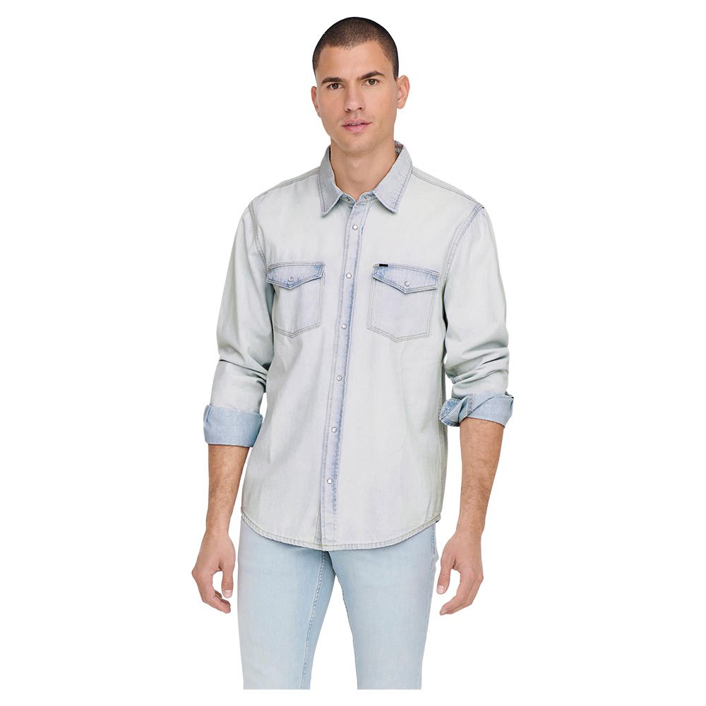 only & sons bane overshirt bleu s homme